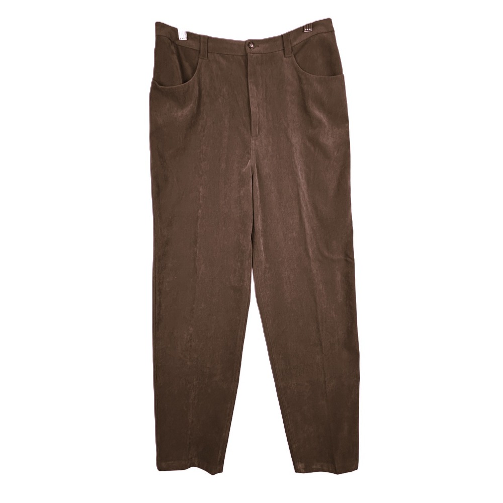 Talbots Pants Womens 12 Velvet Velour Brown Lined High Waist Straight Leg Slacks